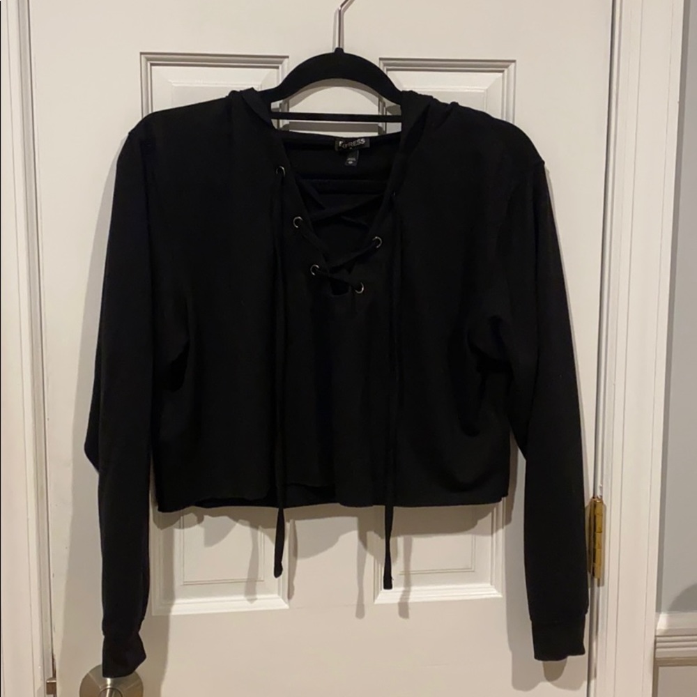 Black hooded Express sweater